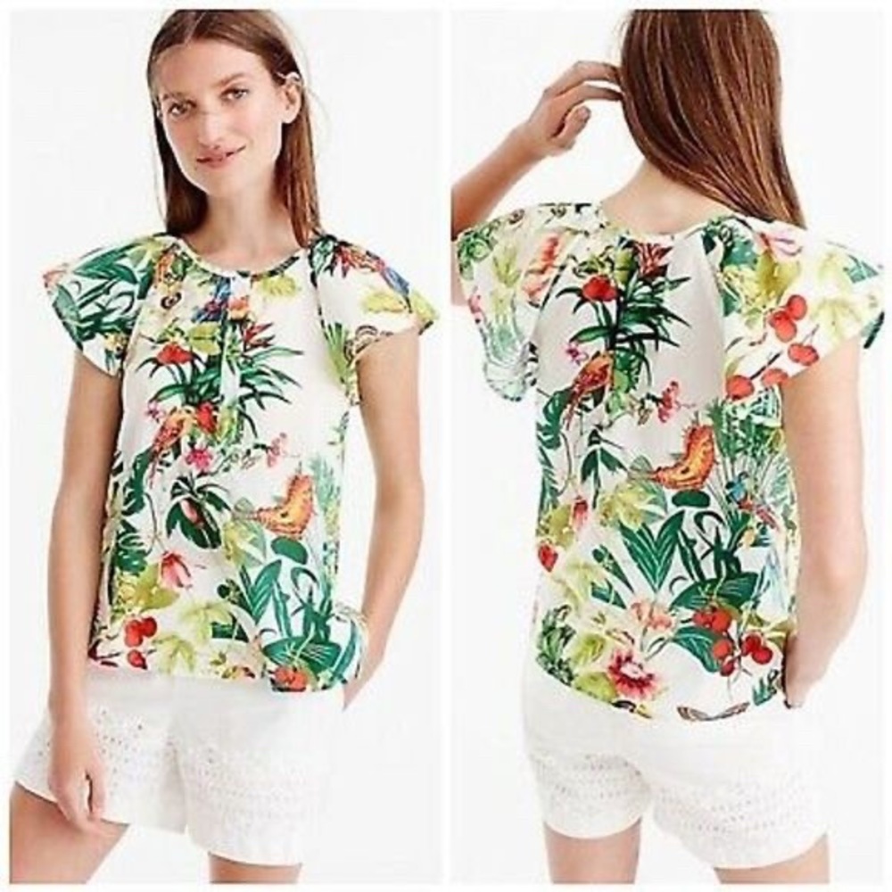 J Crew Ruffle Sleeve, Ratti in to the Wild Top